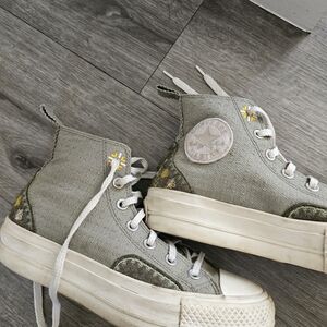 Converse Chuck Taylor All Star Lift Platform Autumn Embroidery Sage Green
